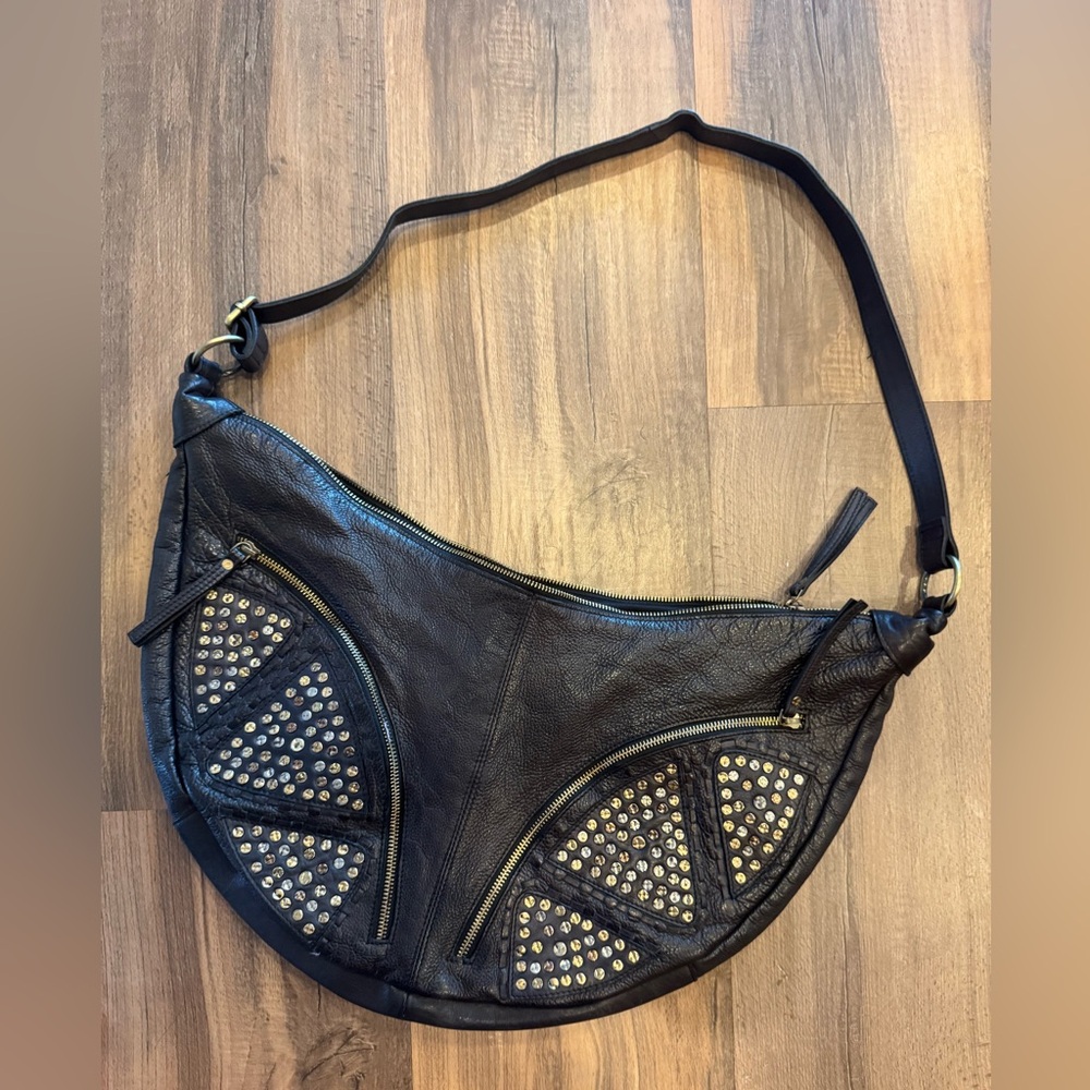Free People Black Studded Shoulder Bag